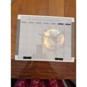 Magnetic Dry Erase Monthly‎ Calendar Board White Grey Marble Frame 14x11 85459